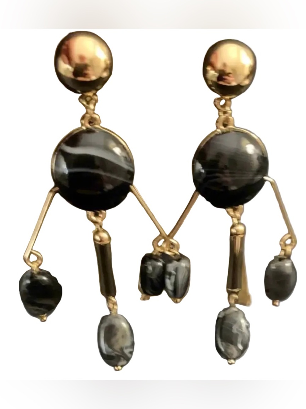 Halogen (R) Mobile Black Stones Drop Earrings NWT